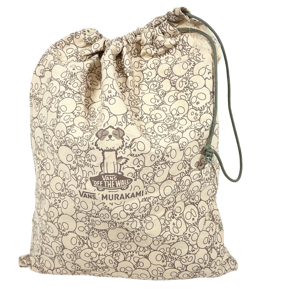 Vans Takashi Murakami Bench Bag Tan Skull Print Cotton Drawstrings Closure